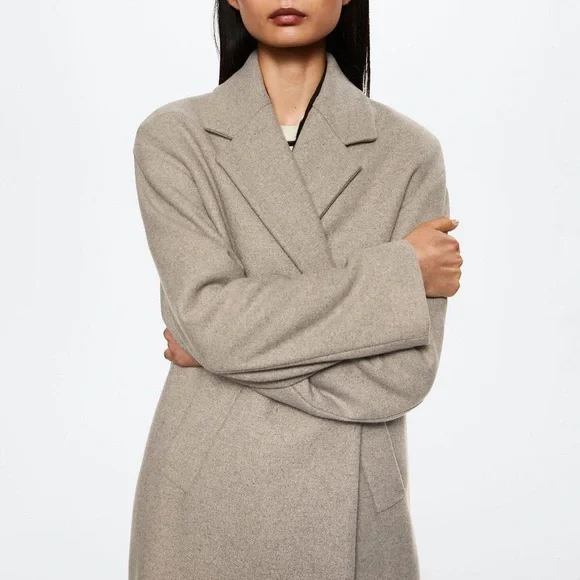 Mango taupe / brown oversized wool coat - XS - Picture 6 of 12